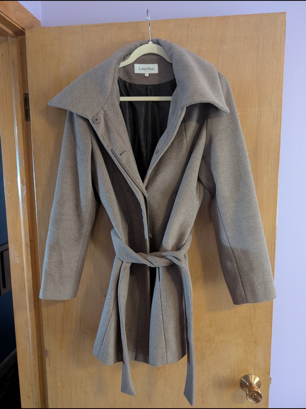 Calvin Klein Taupe Belted Trench Coat